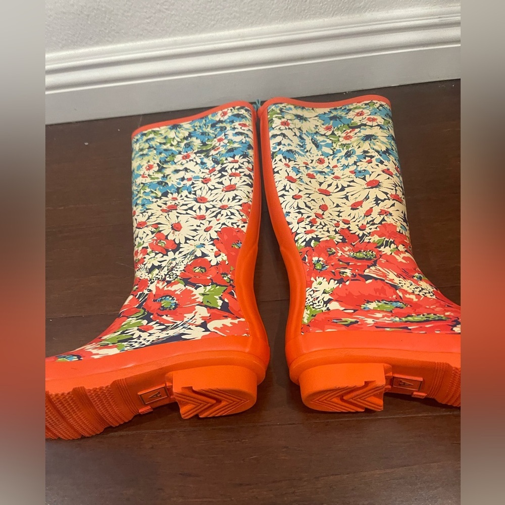anthropologie Floral Patterned multicolored Rain Boots lashes, nwot nwob 7 - Picture 3 of 9